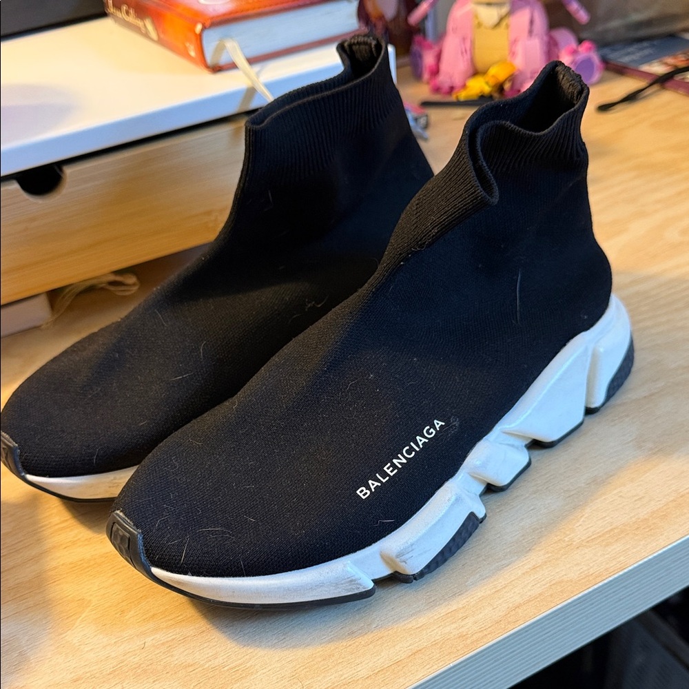 Balenciaga Black Knit High-Top Sneakers